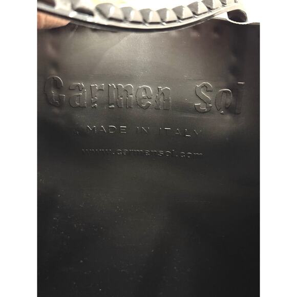 Carmen Sol Black Studded Double Handle Jelly Tote Handbag - Picture 9 of 10